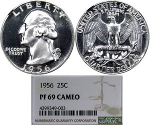 1956 25C NGC PF69 CAMEO WASHINGTON ~ UNDER-RATED PREMIUM GEM! - Picture 1 of 5
