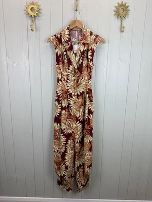 Nuevo con etiquetas Talla XS 6-8 Borgoña Rojo Floral Pana Mono Free People Foto 1 de 4