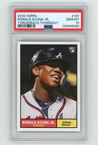 PSA 10 2018 Topps Throwback Thursday #TBT Ronald Acuna Jr #187 RC SP 1961 Braves - Bild 1 von 2