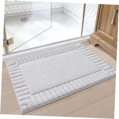 Alfombras de baño antideslizantes con respaldo de goma, felpa extra suave 16" x 24" blanca Foto 1 de 4