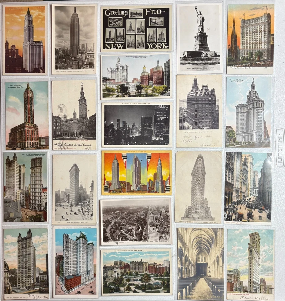 22 Antique NYC Architecture Postcards 1901–1948 Empire State Statue of Liberty - Image 1 of 4