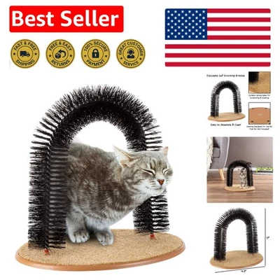 Arco de aseo duradero para gatos - Cepillo de cerdas y masajeador para pieles saludables, bronceado/negro Foto 1 de 4