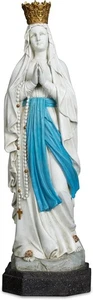 14" H Unsere Liebe Frau von Lourdes Statue, Rosenkranz Quadrat Version Heilige Jungfrau Maria Statu - Bild 1 von 6