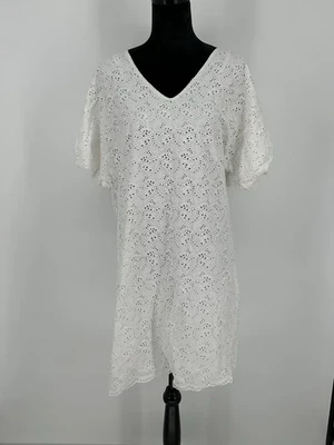 Vestido Lauren Ralph Lauren Para Mujer Talla 10 Forrado Ojales Encaje Manga Corta Blanco B0 Foto 1 de 4
