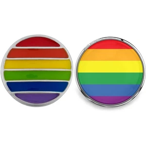 Ciondolo zenzero 18 mm gioiello a scatto arcobaleno orgoglio colorato LGBTQ pulsante a scatto - Foto 1 di 10