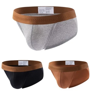 Men's Elastic Low Rise Briefs Cotton Underwear Breathable Pouch Black Grey - Bild 1 von 13