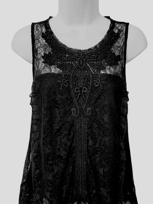 Womens Y2K Lace  Cami Size S Black Preppy Dainty 90S Shell Tank USA - Image 1 of 4