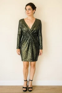 Y2K Charlotte Russe Green Sequin Bodycon Clubwear Mob Wife Party Dress 1X Plus - Picture 1 of 12