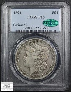 1894 Morgan Silver Dollar $1 PCGS F 15 CAC - Picture 1 of 5