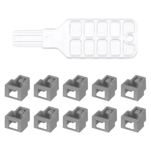 10 pièces bloqueur de port verrouillage RJ45 port/poussière bloqueur avec clés codées en plastique, gris - Photo 1 sur 5
