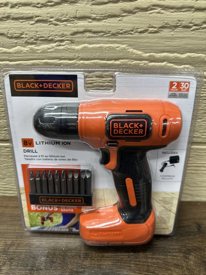 Black + Decker Model BDCD8BVA 8 Volt Max Lithium Ion Drill With Bits New Sealed - Image 1 of 1