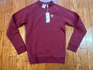 Adidas Originals Sweatshirt Size XS Maroon Crewneck Pullover Trefoil Sweater - Picture 1 of 1