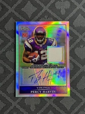 2009 Topps Chrome Percy Harvin Refractor Rookie Jersey Patch Auto #21/25 ARP-PH - Image 1 of 2