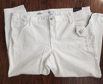 Ava & Viv Women Mid Rise Skinny White Jeans No Gap Waist Band Plus Size 26 - Image 1 of 4