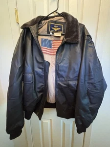 Airborne Leather Pilot Bomber Jacket  Mens Large Tall - Picture 1 of 3