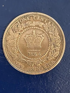 1864 AU Circolato Marrone Nuova Scozia Canada Un Centesimo Grande Centesimo Regina Vittoria - Foto 1 di 11