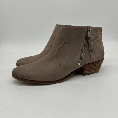 Botas Sam Edelman Pete Western femininas 9 marrom couro sintético tornozelo zíper lateral - Imagem 1 de 4