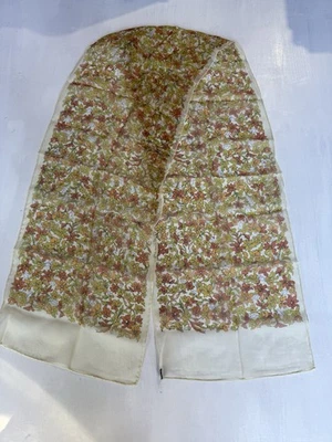 Bufanda Vintage Silenciada Floral Años 70 Retro Japonesa TRANSPARENTE 100% Seda Amarillo NARANJA Foto 1 de 4