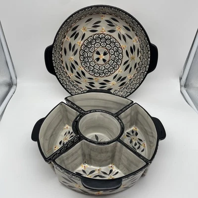 Temptations Old World Blue Veggie Chip Dip Snack Tray With 3 Qt Baking Dish - Image 1 of 4