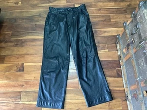 Wilson’s M. Julian Men's Sz 32 Black Leather Biker Motorcycle Riding Pants-EUC! - Picture 1 of 10