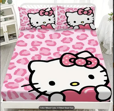 Sanrio Fitted Sheet and 3pcs Bedding Set - 3pcss for hello kitty Pattern Mattres - Image 1 of 4