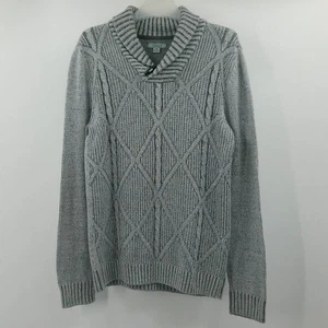Method Shawl Collar Sweater Men's M Gray Cable & Diamond Knit Toggle Button - Picture 1 of 8