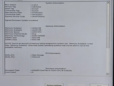 DELL OPTIPLEX MICRO I3 7100T 16GB MEM 128GB M.2 SSD 256GB 2.5 SSD WIN11 AC... - Image 1 of 4