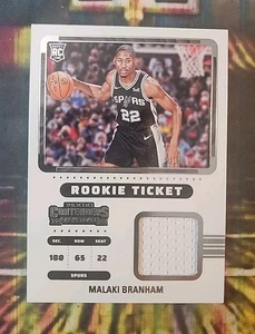 2022-23 Contenders Malaki Branham Rookie Ticket Swatch RC #RTS-MBS SP Spurs - Picture 1 of 2