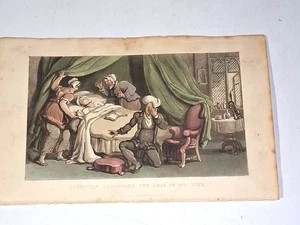Antique 1820 Dr. Syntax Loses His Wig Rowlandson Hand Tinted Engraving Print - Picture 1 of 6