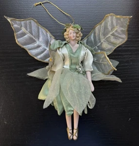 Avon verzauberte Fee Ornament kaukasisch grün Kleid Blütenblatt Flügel & Rock 2000 Vintage - Bild 1 von 4