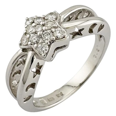 Ponte Vecchio Ring US 7 1/8 EU55 K18 white gold diamond 0.21ct Star used - Image 1 of 4