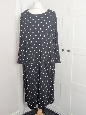 Gudrun Sjoden Tunic Dress Black Relaxed Lagenlook XL With Pockets  - Image 1 of 4