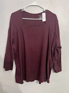 Camisa Pullover Tejida Cuello Cuadrado LANE BRYANT 18/20 Mangas Largas Arándano Nueva con Etiquetas - Imagen 1 de 5