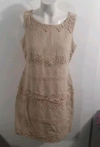 Heine Lace Beige Pencil Dress Sz 40 - Picture 1 of 10