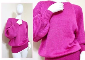 Vintage Meister Pullover Glitzer Glitzer Rosa Bischofsärmel Rundhals Tailleneinsatz M - Bild 1 von 6