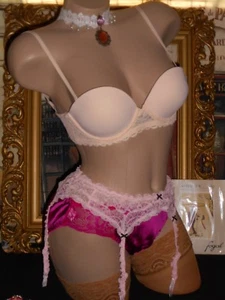 USA XS Victoria's Secret Strumpfgürtel pink neu mit Etikett Gilly Hicks BH 34B wandelbar - Bild 1 von 10
