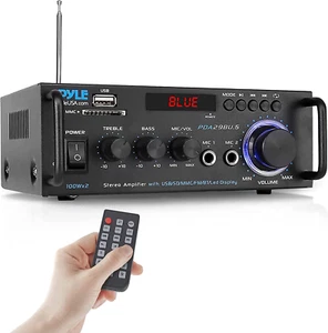 Pyle Stereo Power Amplifier 200 W Peak W/ Bluetooth Wireless, LED Display, Dual  - Picture 1 of 12