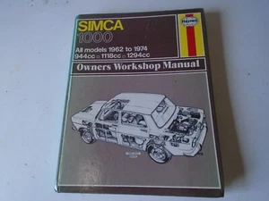 SIMCA 1000 inc. SPECIAL & RALLYE HAYNES MANUAL 1962-1974 RARE MANUAL - Picture 1 of 3