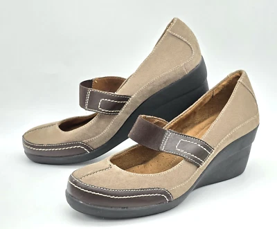 NaturalSoul By Naturalizer Women US Sz 10 Ivani Mary Jane Suede Wedge Shoes READ - Image 1 of 4