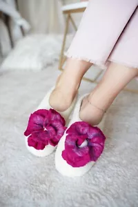 Kirgisische Damen-Filz-Hausschuhe Blume 100 % Merinowolle handgefertigt bequem US 5-12 - Bild 1 von 7