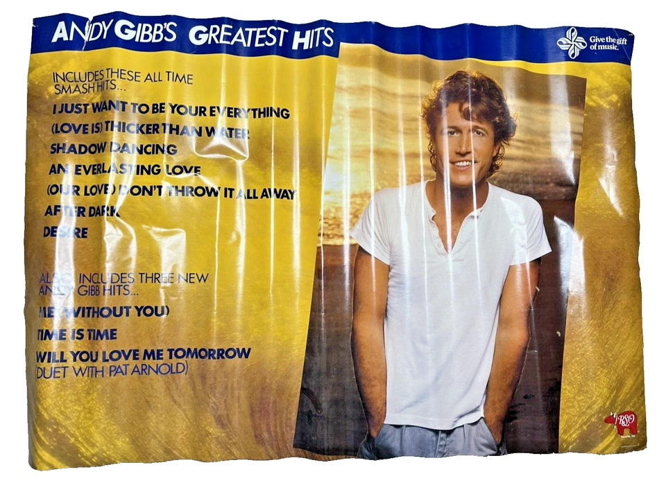 Andy Gibb Greatest Hits Poster Authentic And Rare Promo 1980 rso records 24x34 - Image 1 of 4