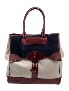 Balenciaga Leather-trimmed Canvas Burgundy Neutral Colorblock Xtra Large Tote - Picture 1 of 21