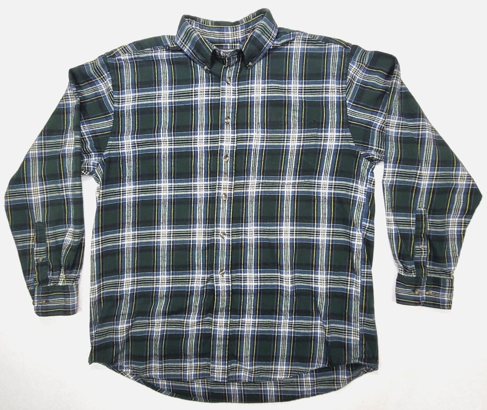 Camisa DAVID TAYLOR Hombre Franela Cuadros Verde Manga Larga Grande L 100% Algodón. Foto 1 de 4