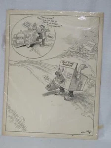 Political Cartoon by John Scott Clubb Rochester FDR 1933 Prohibition 14" x 19" - Picture 1 of 1