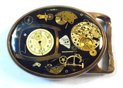 Piezas de reloj Steam Punk vintage hebilla de cinturón con éter tecnológico en blanco (¿principios de Von West?) Foto 1 de 4