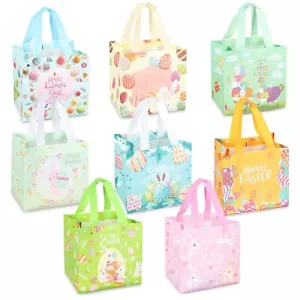 8PCS Happy Easter Egg Hunt Bags Bunny Carrot Chick Egg Gift Bags with Handles... - Picture 1 of 7