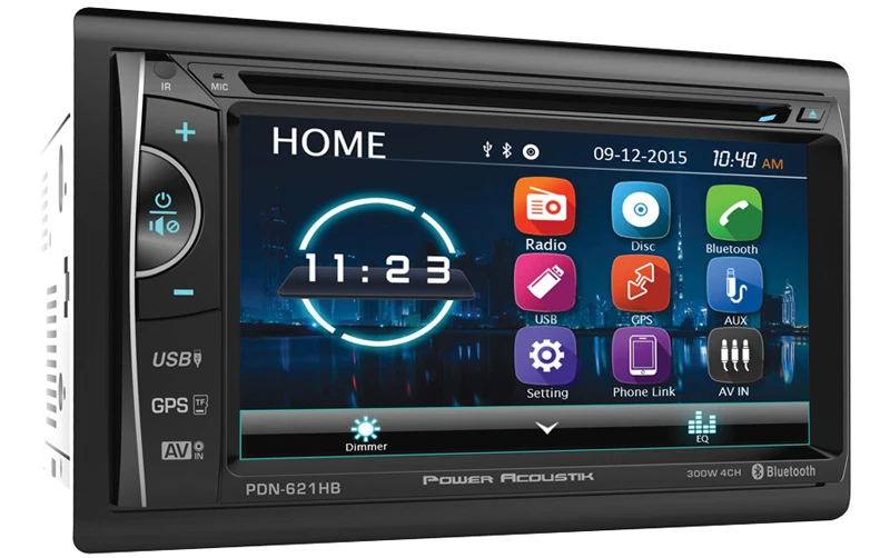 POWER ACOUSTIK PDN-621HB 2 DOUBLE DIN CD/DVD PLAYER 6.2 NAVIGATION GPS BLUETOOTH - Image 1 of 1