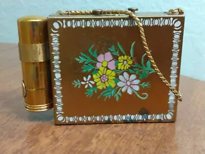 Vintage Metall Make-up kompakt Lippenstift Reisetasche Geldbörse Mid Century doppelseitig - Bild 1 von 22