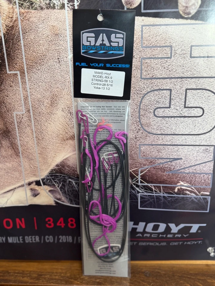 Gas Bowstrings Hoyt RX-9 Strings w/Speed Nocks RX9 ALL Flo Purple - Image 1 of 1