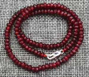 2x4 mm facettierte rote Granat handgefertigte Edelstein Halskette 16/18/20/24/28/35"" - Bild 1 von 3